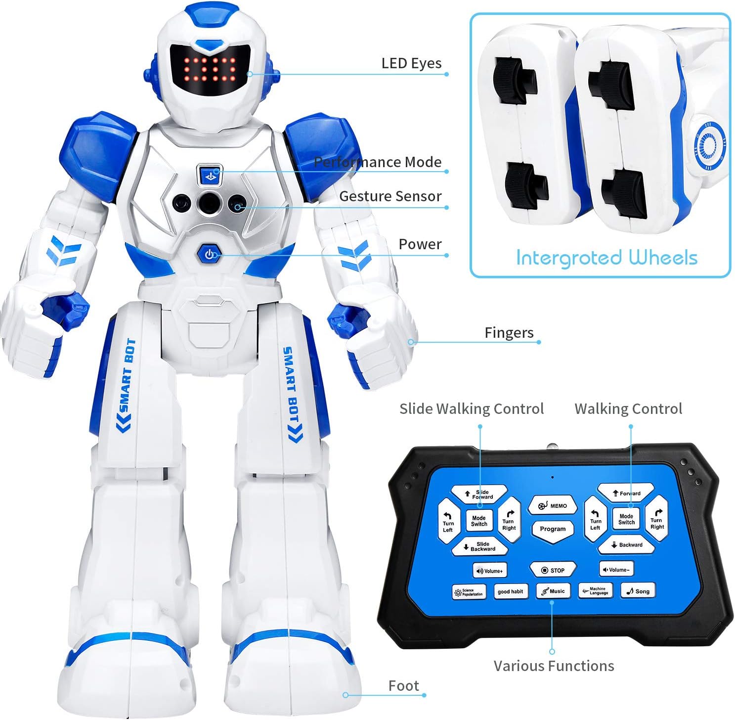 KingsDragon Robots Toy for Kids, RC Gesture Sensing Toy, Interactive Walking Singing Dancing Robot Birthday Presents for Boys Girls Age 6 7 8 9 Years Old - Image 5