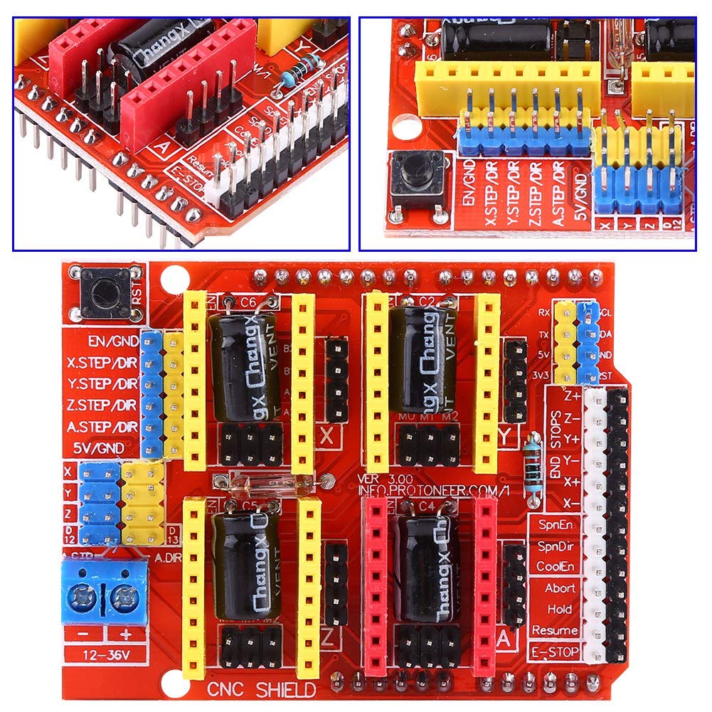 Jeanoko DC 12V to 36V CNC Shield Expansion Board+4Pcs A4988 Stepper Motor Driver for Engraver 3D Printer Additive manufacturing products - Image 8