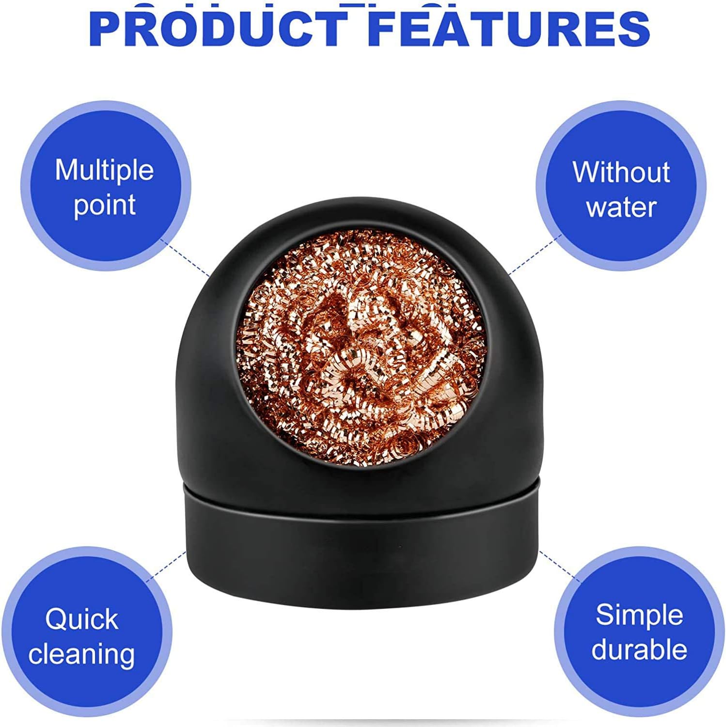 Soldering Iron Tip Cleaner Non-slip Solder Tip Cleaning Wire Ball & Base Holder Soft Coiled Brass Tip Cleaner Kit - Image 4