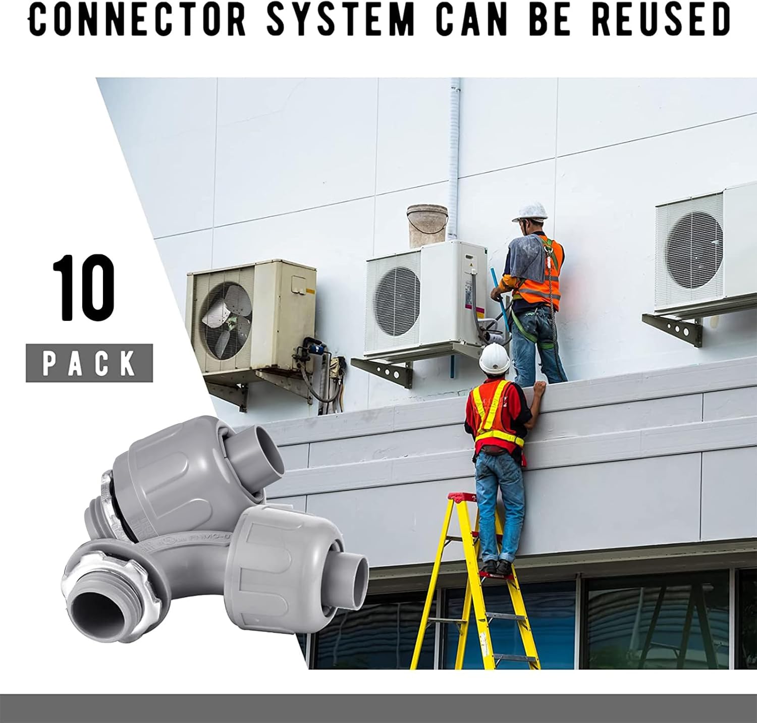 1/2" Liquid Tight Connector Electrical Conduit Connector 90 Degree and 180 Degree PVC Flexible Conduit Connector Fitting for Home Kitchen Bathroom Tube Tool Supplies (10 Pcs) - Image 4