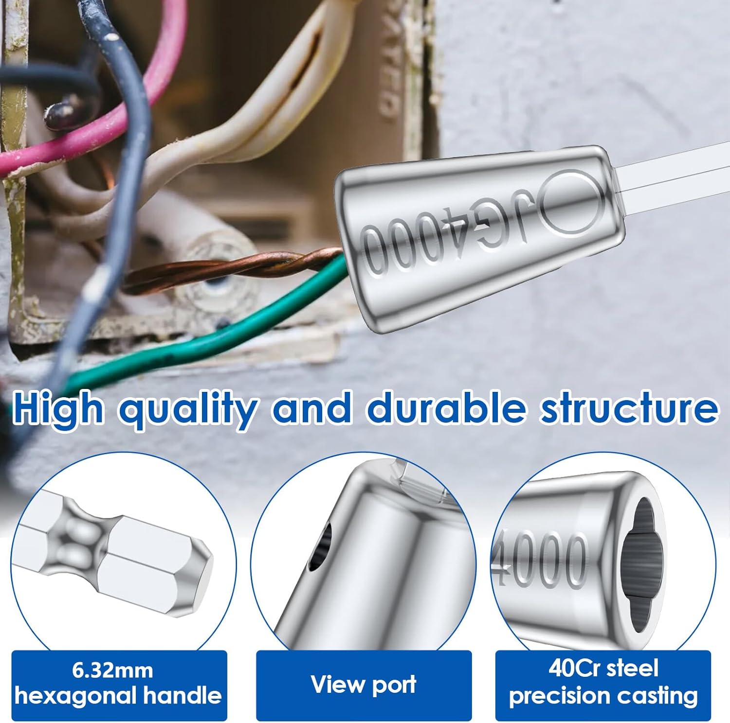 Drill Wire Twister, Wire Nut Twiter,Fast Wire Twisting Tool,Wiring Tools,Connector Driver With 6.32MM Chuck,Enhanced Wiring Efficiency (Sliver 2Pcs) - Image 5
