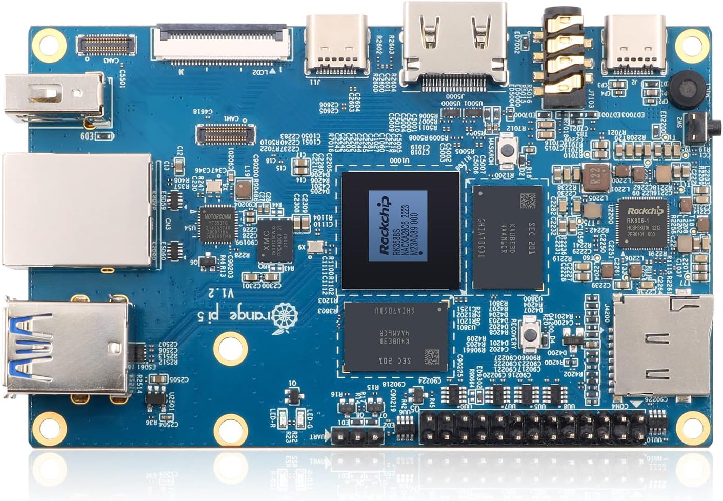 5 8GB Rockchip RK3588S 8 Core 64 Bit Single Board Computer, 2.4GHz Frequency Open Source Development Board Mini PC Desktop Run Orange Pi OS, Android12, Debian11 (Pi 5 8GB)