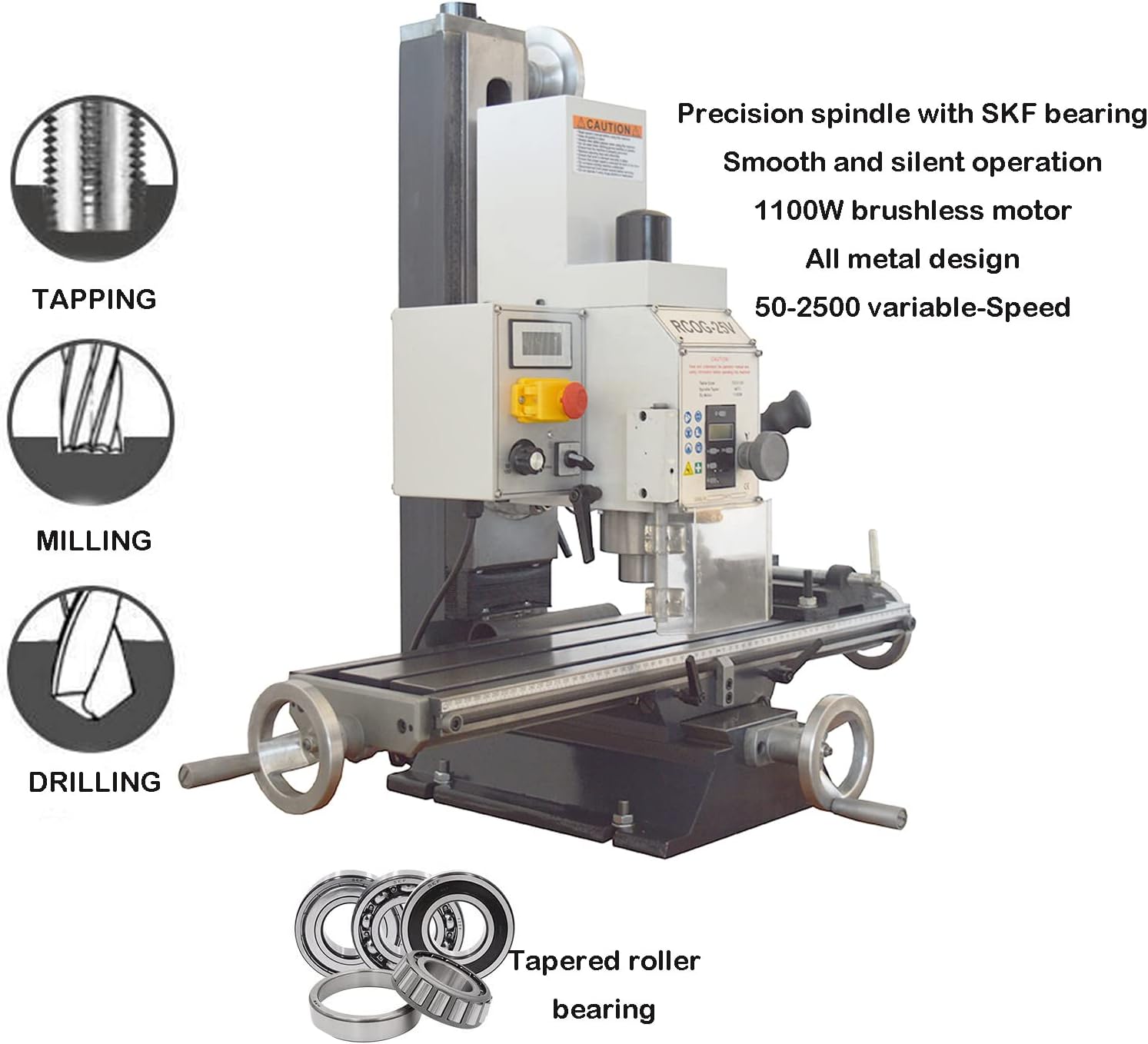 INTBUYING Milling Drilling Machine R8 Mini Benchtop Mill/Drill Machine 7"X27" Micro Milling Machine 1100W 20-2250rpm Variable Speed with Accessory R8 Tapper and Bench Clamp 110V - Image 6