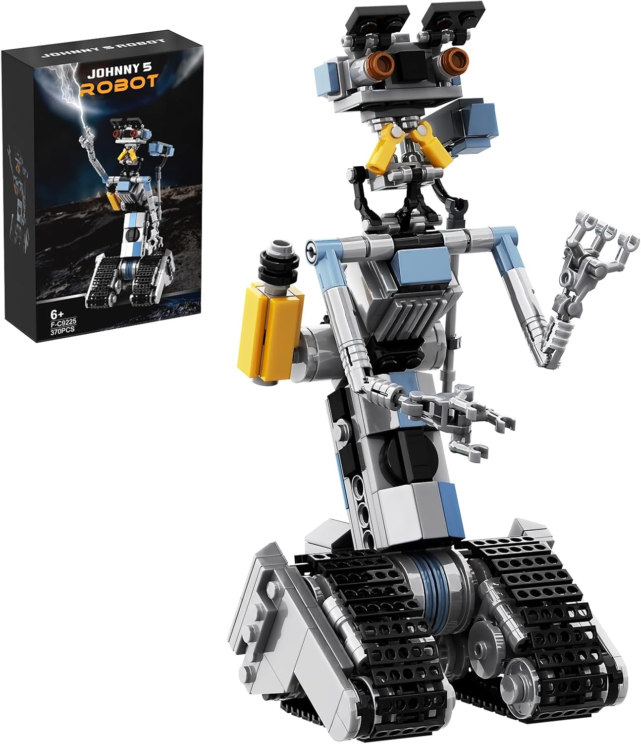 370 Pieces Johnny 5 Robot Building Set, Short Open Circuit Johnny Five Robot Model Toys, Compatible for Lego, Educational Gift Set for Ages 8-14 Boys