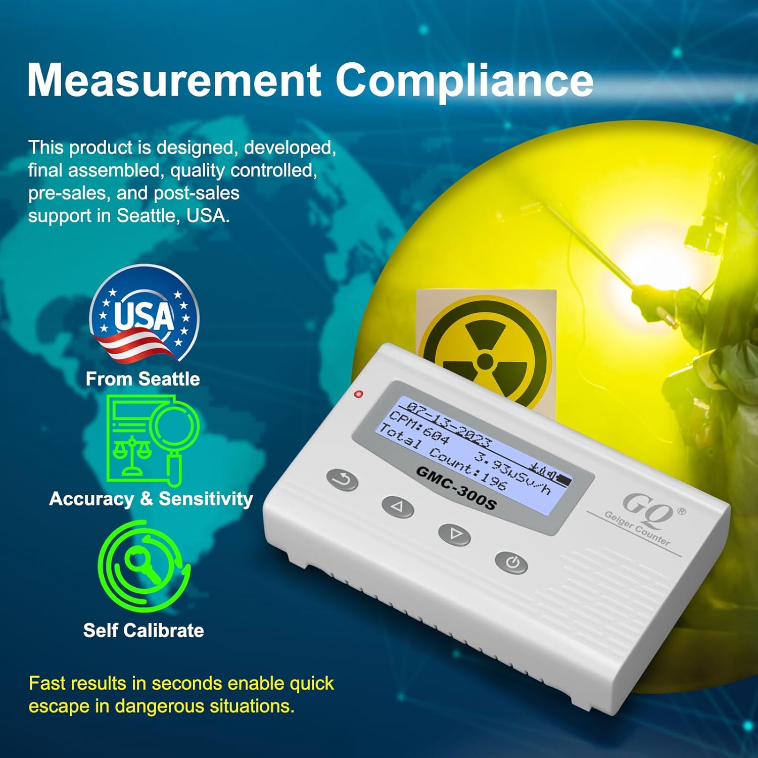 GQ GMC-300S Digital Nuclear Radiation Detector Monitor Meter Geiger Counter Radiation Dosimeter - Image 3