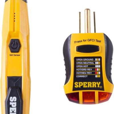 Sperry Instruments STK001 Non-Contact Voltage Tester (VD6504) & GFCI Outlet / Receptacle Tester (GFI6302) Kit, Electrical AC Voltage Detector, Yellow & Black