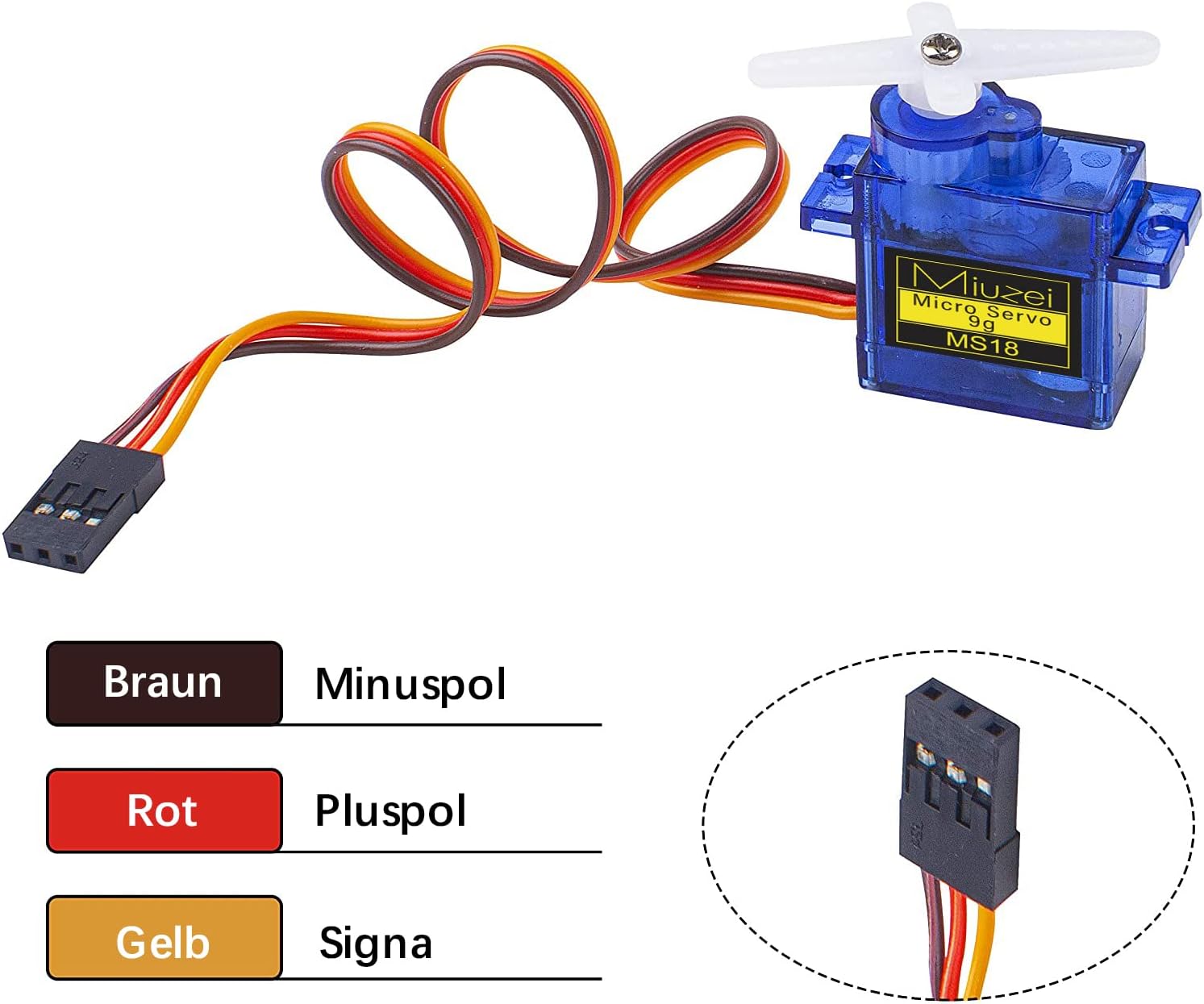 Sg90 9g Micro Servo Motor, Miuzei Mini Servos Motor Kit Metal Gear Servo for Arduino Project, Small Servo for Rc Car Airplane Robot 10 Pack - Image 4
