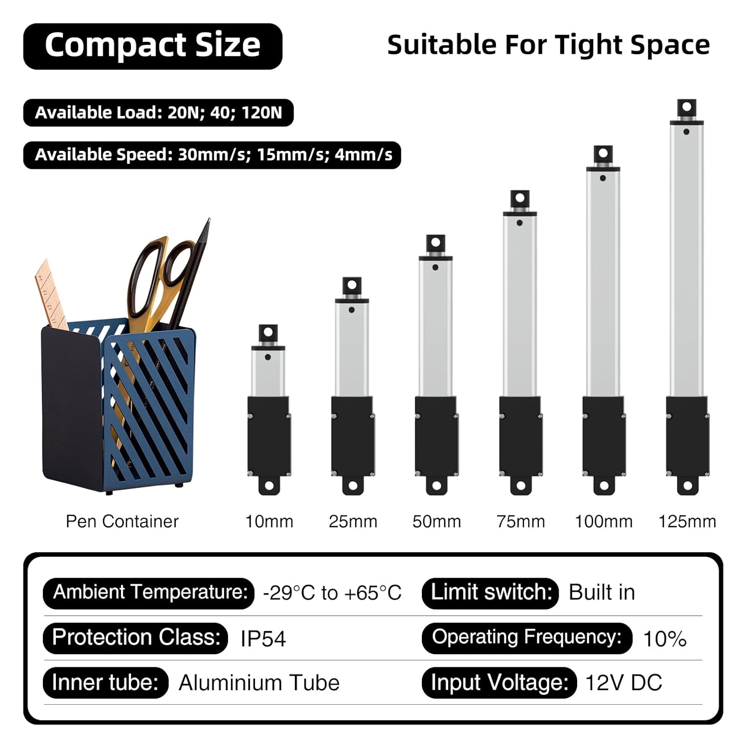50mm 20N Mini Electric Linear Actuator 2 Inch Linear Motion Actuator 12V Actuators with Brackets for Cabinets, Robotics, Home Automation, Window Opener - Image 3