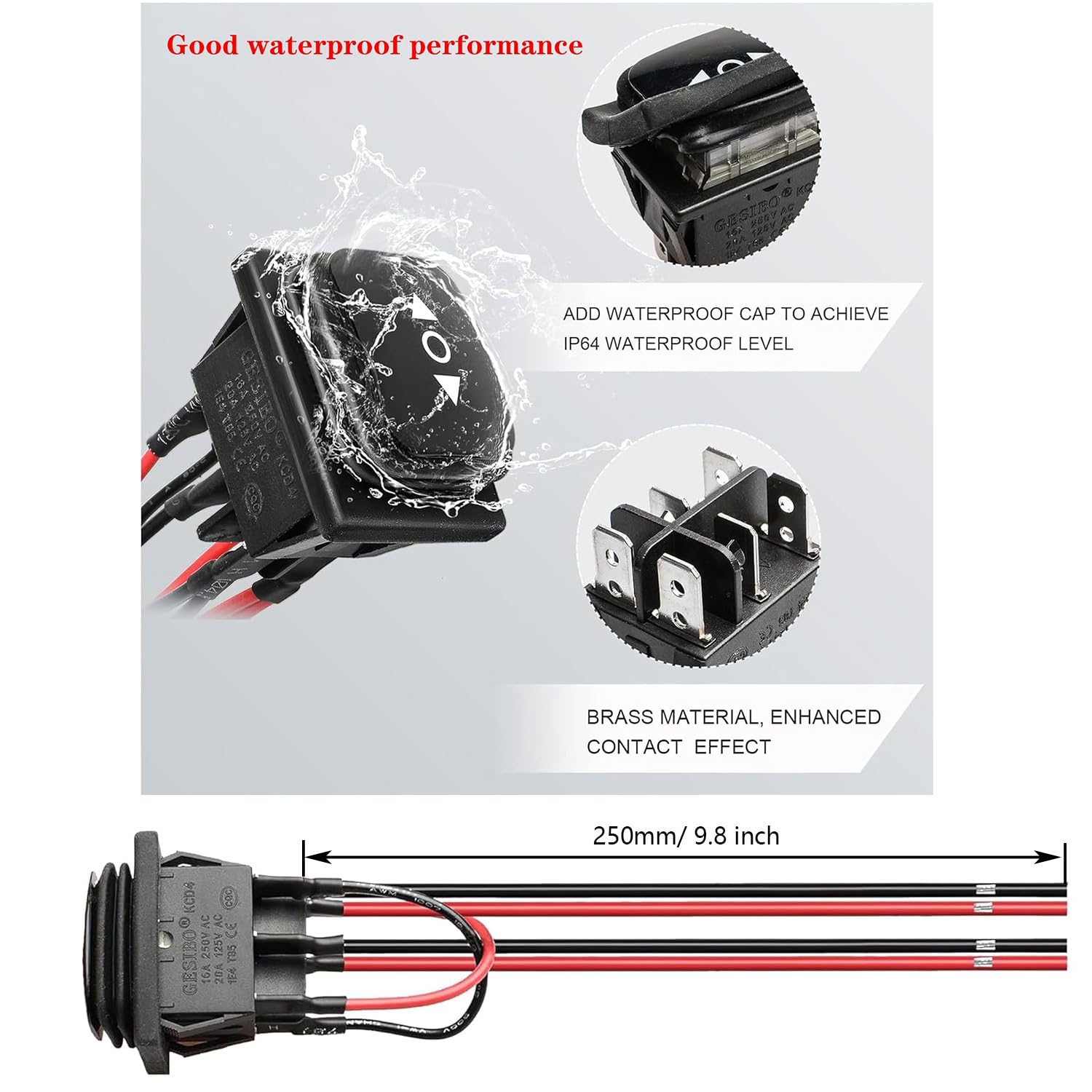 URANT 12 Inch Linear Actuator, 1000N High Speed 10mm/s Heavy Duty 12V Linear Actuator, Instantaneous Waterproof Switch with Mounting Bracket, for Automotive (300mm) - Image 3