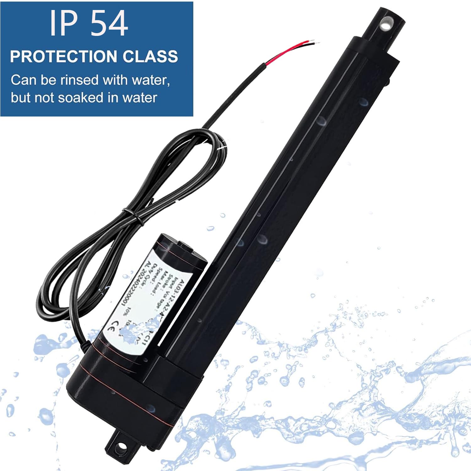 URANT 12 Inch Linear Actuator, 1000N High Speed 10mm/s Heavy Duty 12V Linear Actuator, Instantaneous Waterproof Switch with Mounting Bracket, for Automotive (300mm) - Image 4