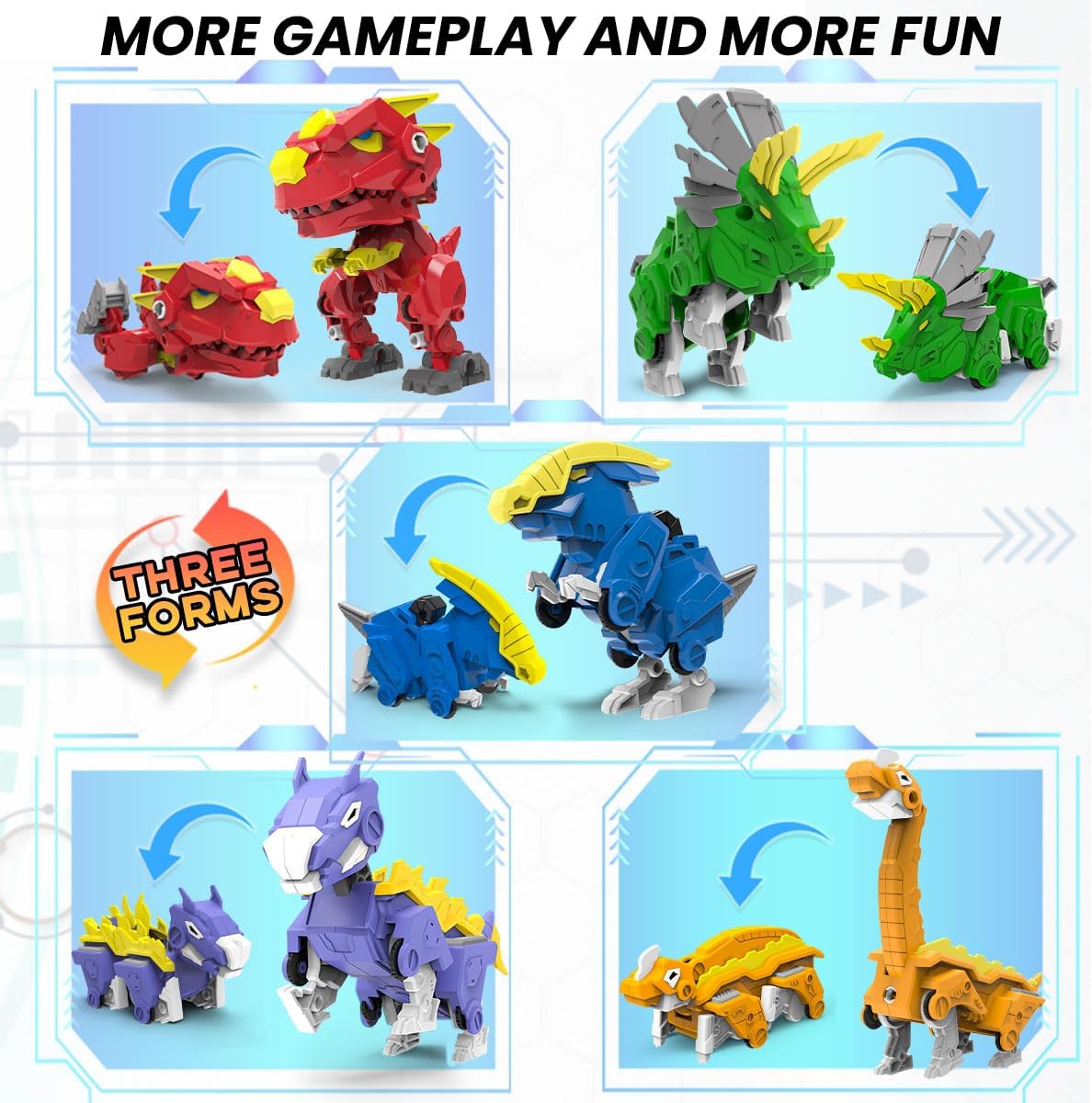 Robot Dinosaur Toys 5 in 1 Combined Large Robot Toys Take Apart Toys Including 5 Dinosaur Action Figures -Triceratops Deformation Toys for Kids 6-12(8“) - Image 4