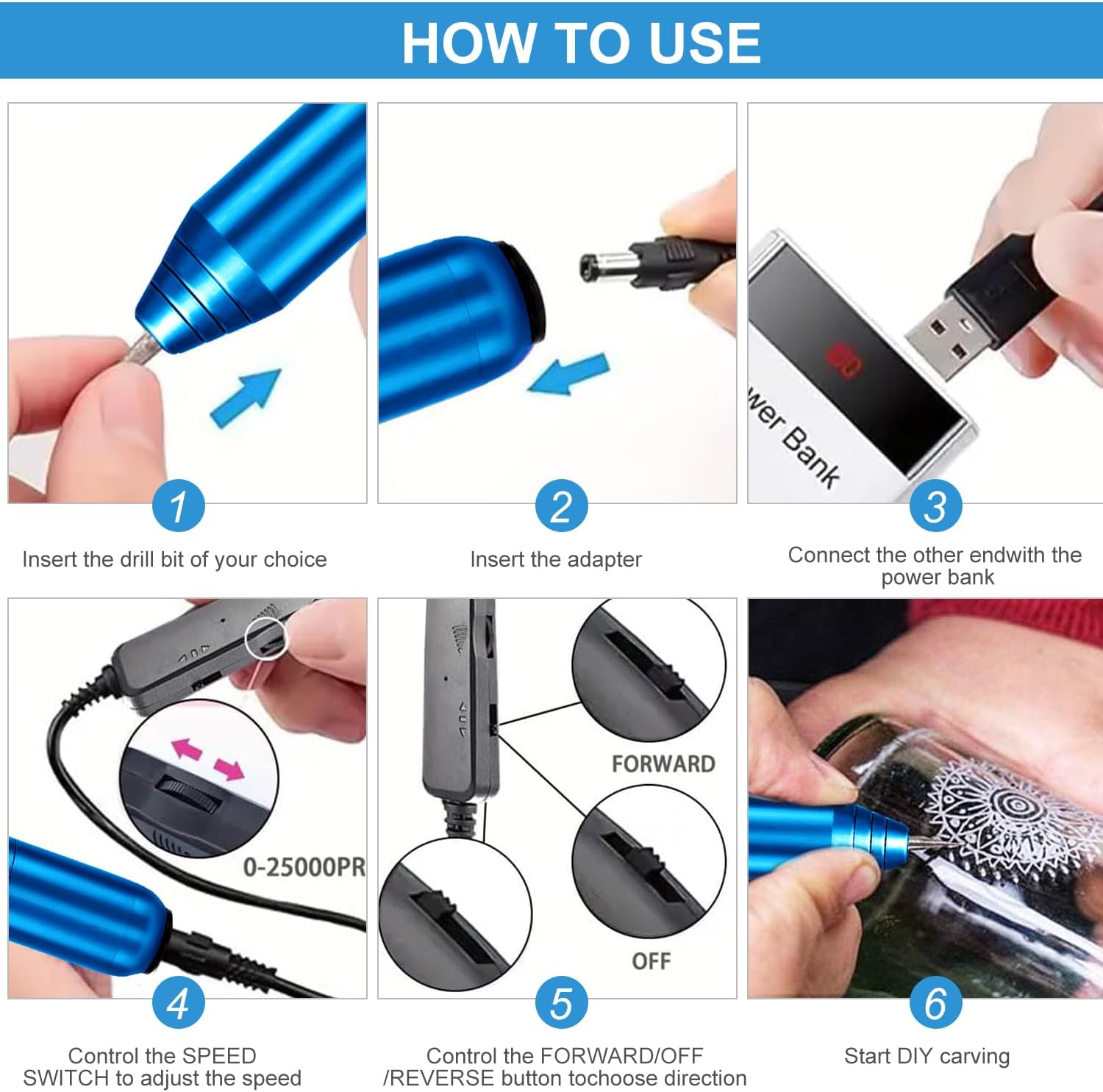 USB Electric Engraving Tool Kit, For Manicure Carving Wood Metal Stone Plastic Jewelry Glass Etching - Image 7