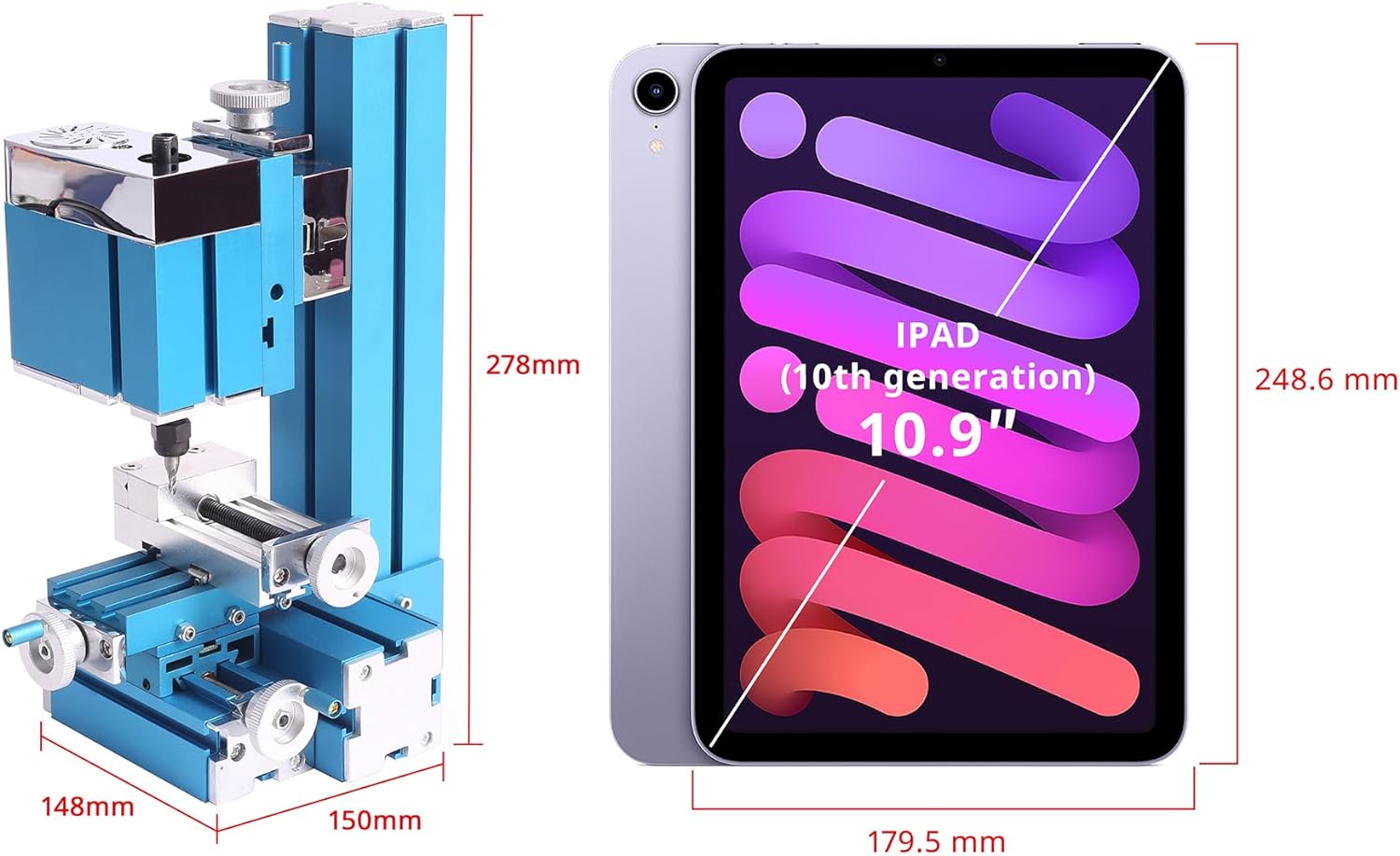 Universal Mini Metal Milling Machine Motorized Metalworking DIY Tool Benchtop Woodworking for Hobby Science Education Modelmaking W10004M AC100V~240V (24W Milling) - Image 3