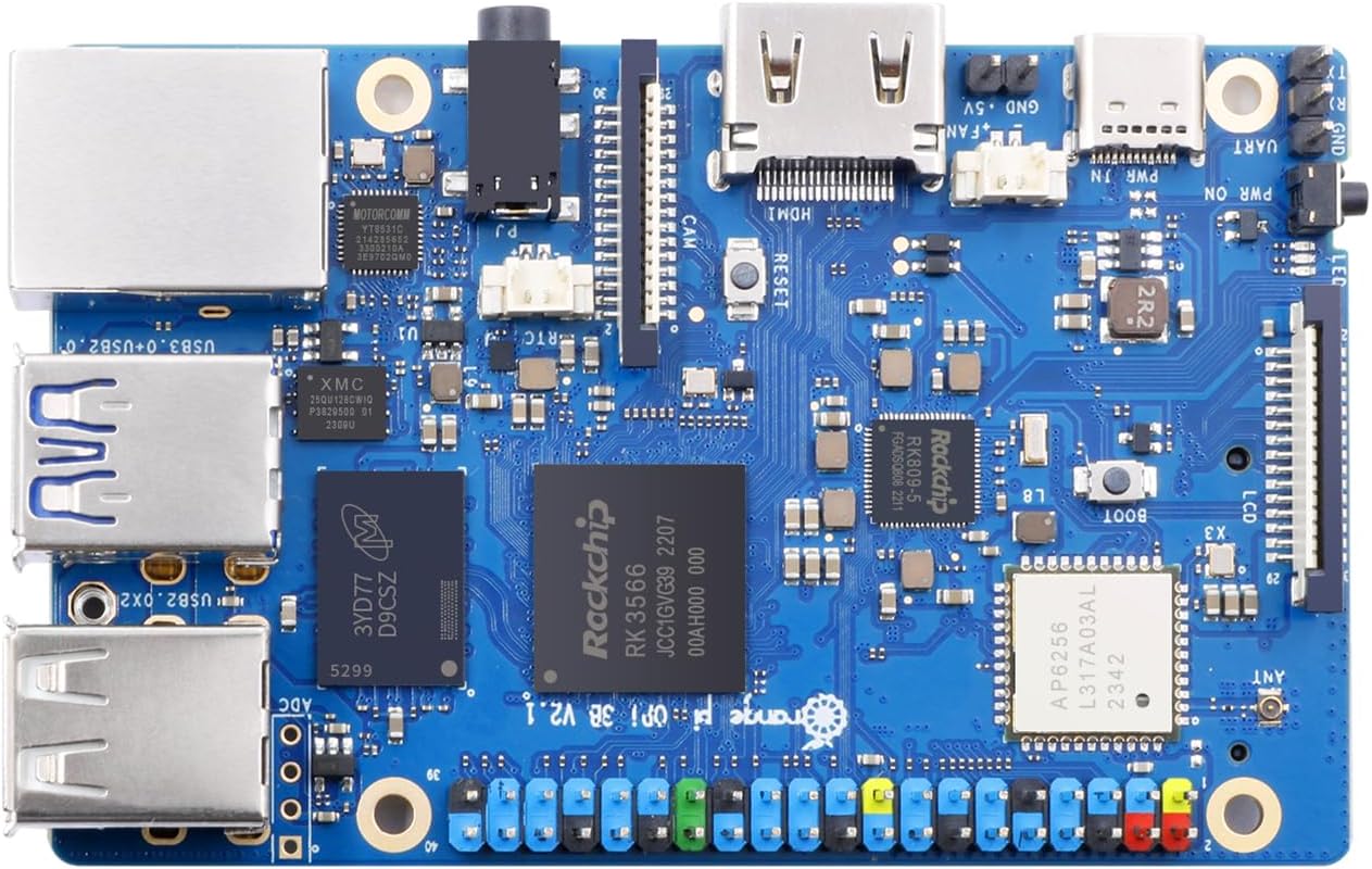 3B 4GB LPDDR4/4X Rockchip RK3566 Quad-Core 64-Bit Single Board Computer with eMMC Socket, WiFi 5 and Bluetooth Support, Development Board Run Android/Ubuntu/Debian(Pi 3B 4GB)