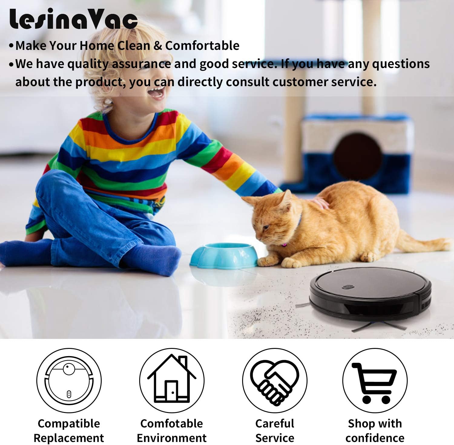 Replacement Parts Kit for Eufy RoboVac 11S, RoboVac 30, RoboVac 30C, RoboVac 15C, RoboVac 12, RoboVac 35C, Robotic Accessories,8 Filters,8 Side Brushes,1 Main Brush,1 Pre Filter,1 Rolling Brush Guard - Image 7