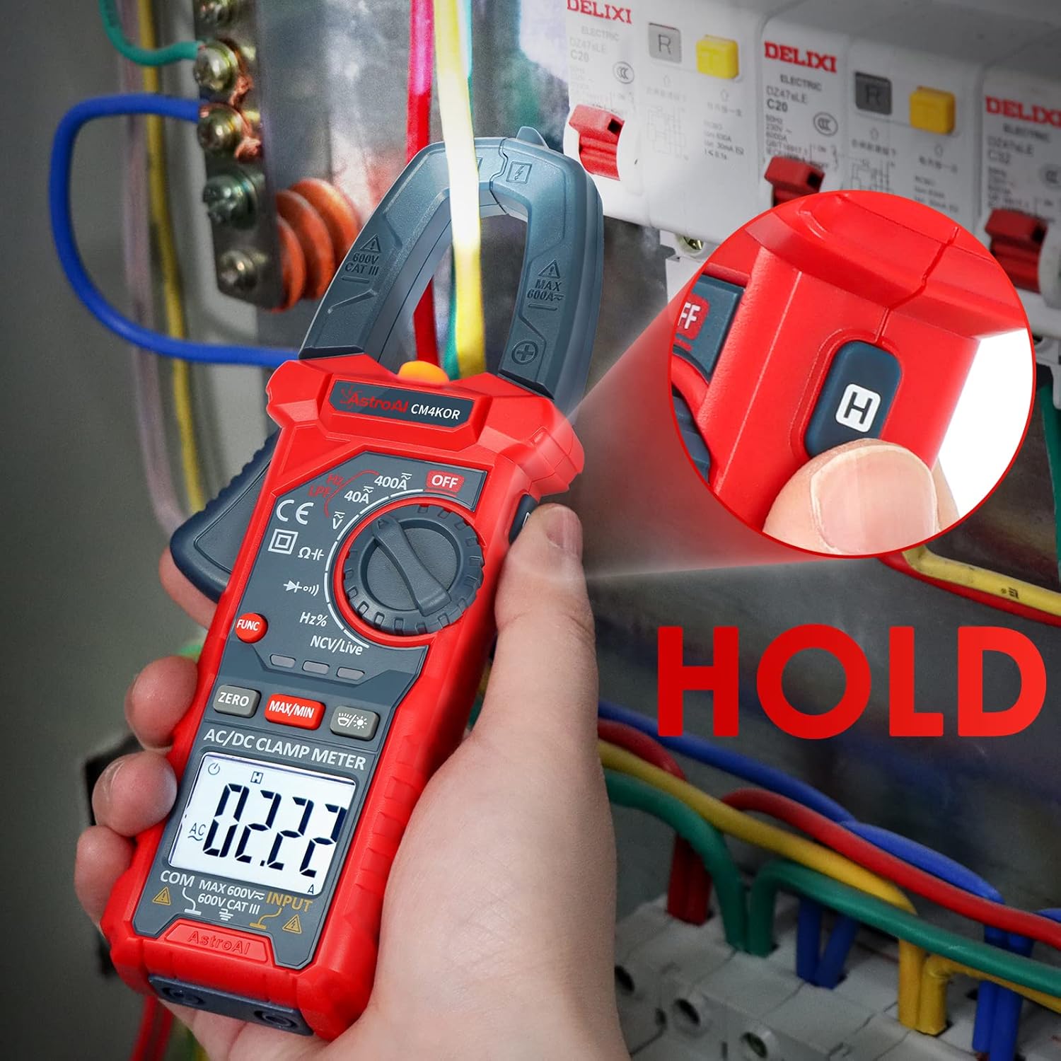AstroAI Digital Clamp Meter Multimeter 4000 Counts Auto-ranging Amp Tester Measuring AC/DC Voltage & Current, Resistance, Capacitance, Frequency, Continuity, Live Wire Test, NCV Detection - Image 6