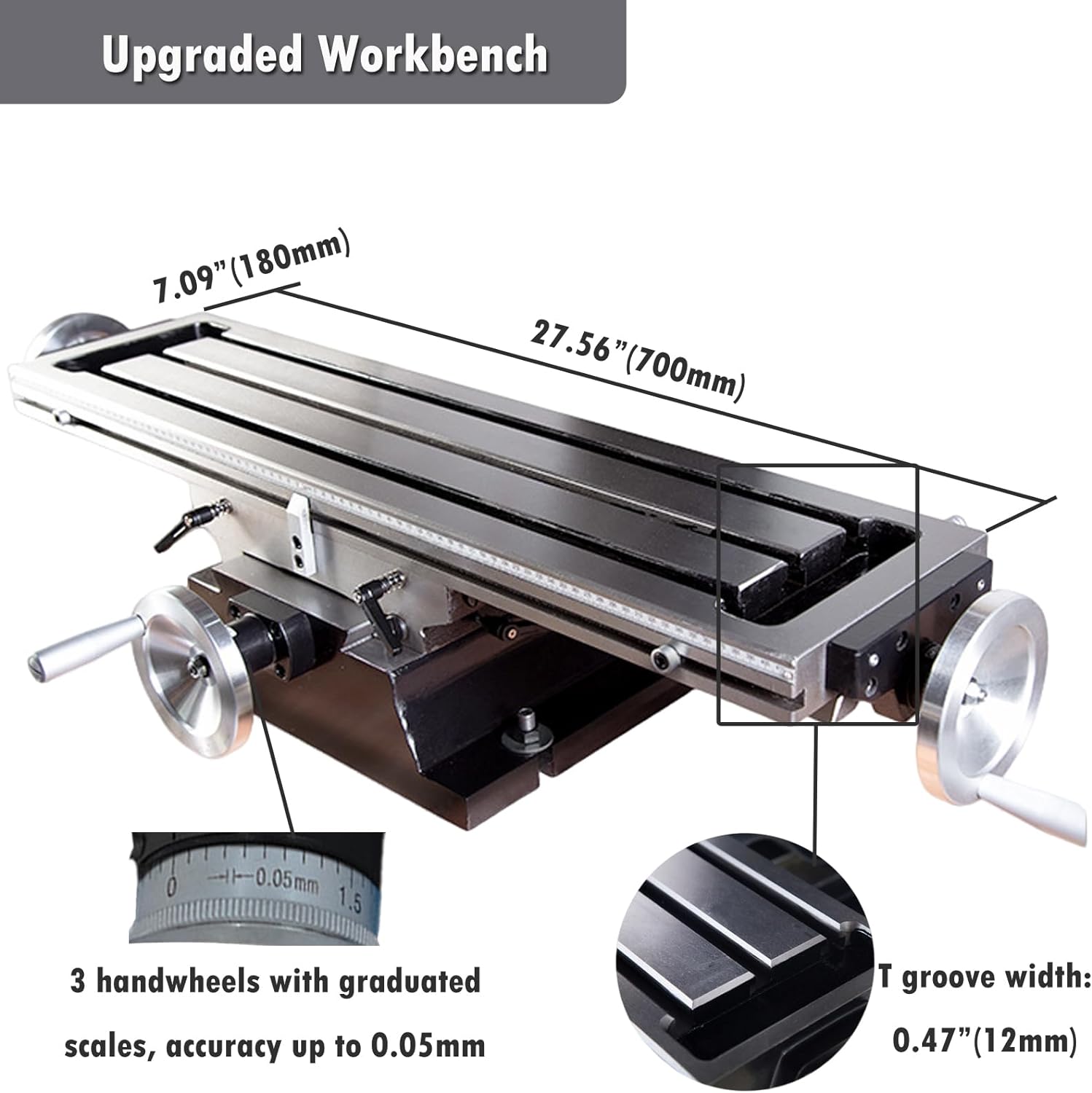 INTBUYING Milling Drilling Machine R8 Mini Benchtop Mill/Drill Machine 7"X27" Micro Milling Machine 1100W 20-2250rpm Variable Speed with Accessory R8 Tapper and Bench Clamp 110V - Image 5