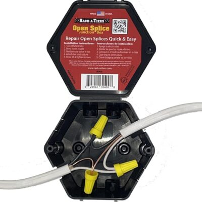 Rack-A-Tiers Open Splice Junction Box (Single), One-Piece Junction Box Splice Box. Repair Open Splices, 5 Second Installation Splice Box, Electrical Junction Box, Wire Junction Box (JB400)