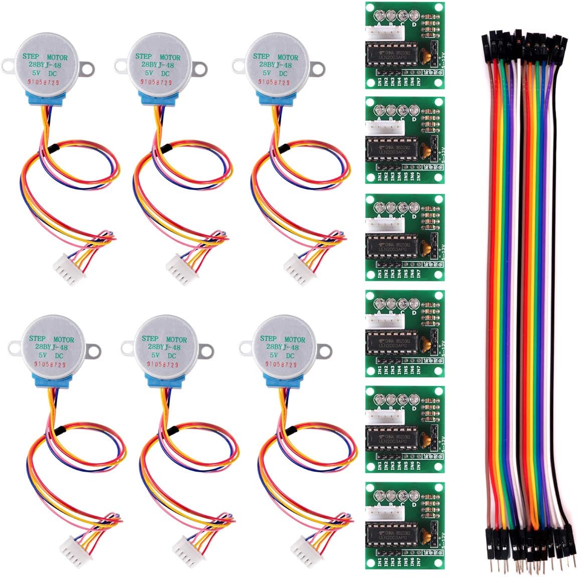 6 PCS 28BYJ-48 ULN2003 5V Stepper Motor + ULN2003 Driver Board