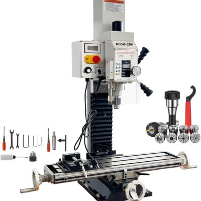 INTBUYING Benchtop Mini Milling Drilling Machine R8 Mill Drill Machine Precision Powerful Drill Mill Machine Micro Feed 50-2250rpm 1100W Metalworking Milling Machine for Professionals&Hobbyists 110V