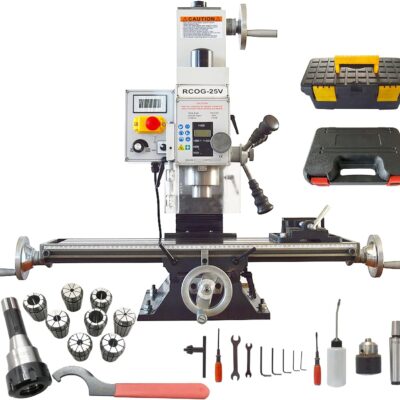INTBUYING Milling Drilling Machine R8 Mini Benchtop Mill/Drill Machine 7"X27" Micro Milling Machine 1100W 20-2250rpm Variable Speed with Accessory R8 Tapper and Bench Clamp 110V