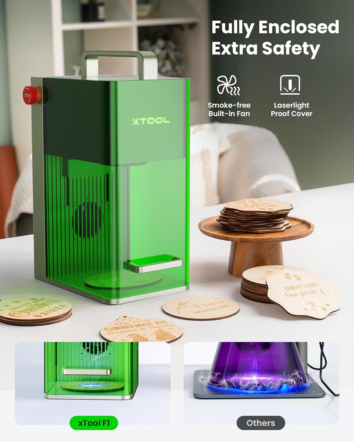 xTool F1 2-in-1 Dual Laser Engraver, Lightning Speed Portable Laser Engraving Machine, Ultra HD Fiber Laser Engraver for Jewelry, Metal, Wood, Leather - Image 6