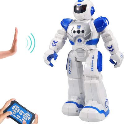 RC Robot for Kids Intelligent Programmable Robot with Infrared Controller Toys, Dancing, Singing, Led Eyes, Gesture Sensing Robot Kit, Blue