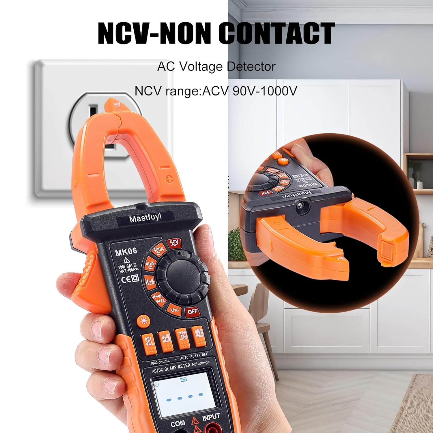 Clamp Meter Digital, AC/DC Current, Electrical Tester Digital, True RMS 4000 Counts, Auto-Ranging Measures AC/DC Voltage, Continuity, Frequency, Capacitance, Resistance, Duty-Cycle, Diodes - Image 2