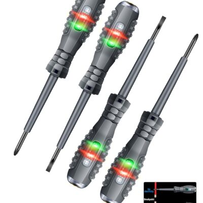 Voltage Tester with Screwdriver Electrical Tester Tool Non Contact Voltage Tester Pen with Range AC 70V-250V,Live/Zero Wire Electric Tester,Pocket-Sized Voltage Detector,Breakpoint Finder