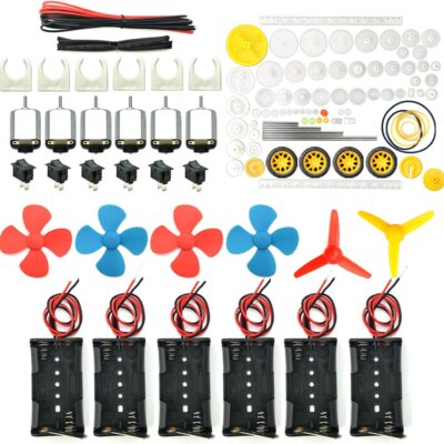 EUDAX 6 set Rectangular Mini Electric 1.5-3V 24000RPM DC Motor with 84 Pcs Plastic Gears,Electronic wire, 2 x AA Battery Holder ,Boat Rocker Switch,Shaft Propeller for DIY Science Projects