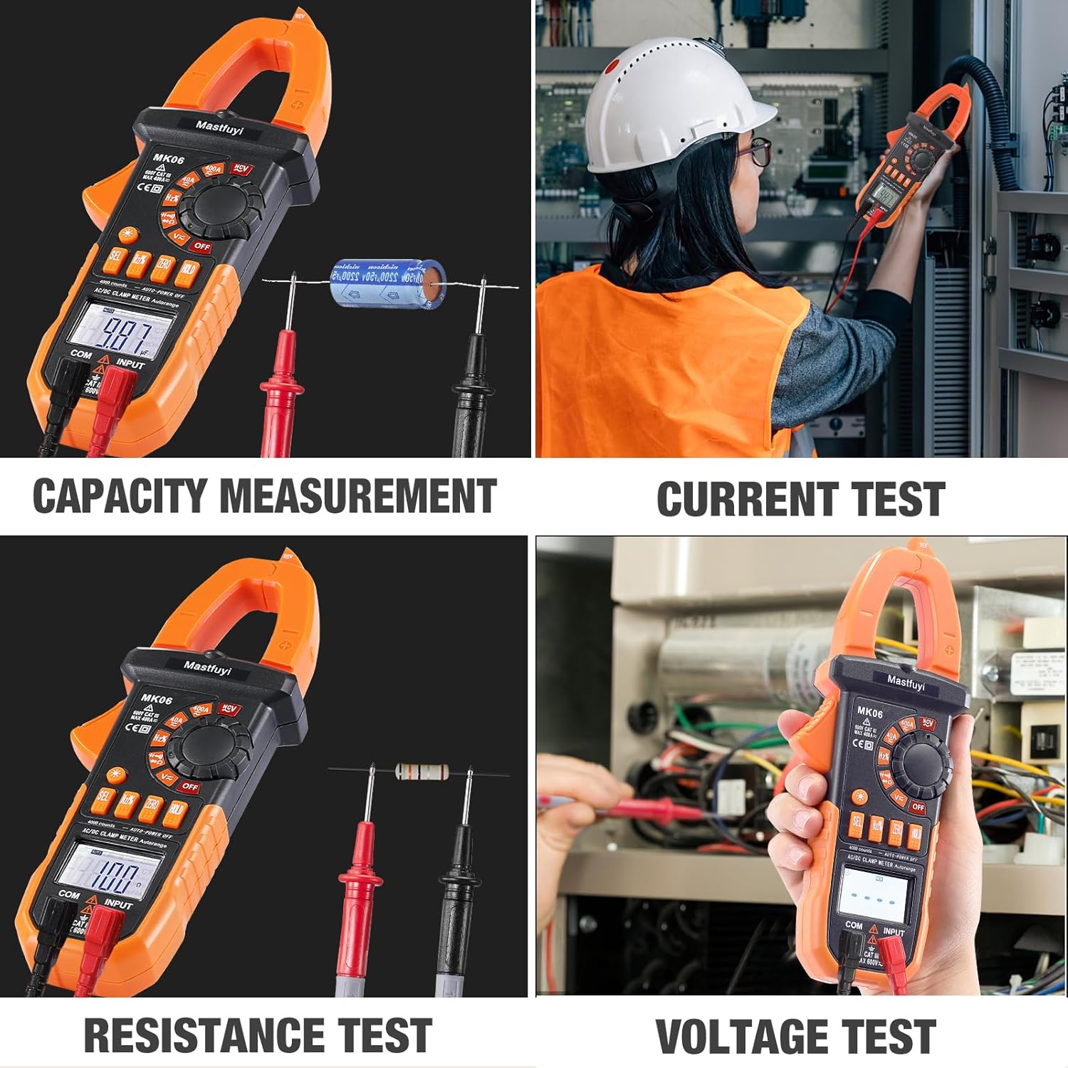 Clamp Meter Digital, AC/DC Current, Electrical Tester Digital, True RMS 4000 Counts, Auto-Ranging Measures AC/DC Voltage, Continuity, Frequency, Capacitance, Resistance, Duty-Cycle, Diodes - Image 8