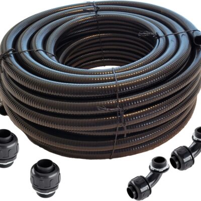 1/2" x 50 ft Black UL Listed Non-Metallic Flexible Liquid Tight Electrical Conduit with Fittings
