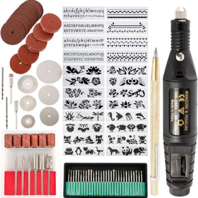 108 Pcs Engraving Tool Kit, Multi-Functional Electric Corded Micro Engraver Etching Pen DIY Rotary Tool for Jewelry Glass Wood Metal Ceramic Plastic