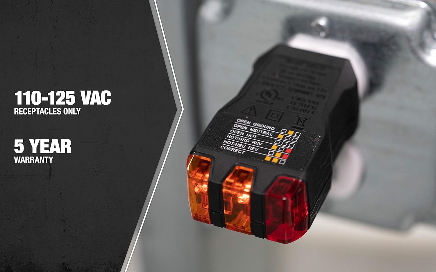 Southwire 40022S Receptacle Tester; Black - Image 3