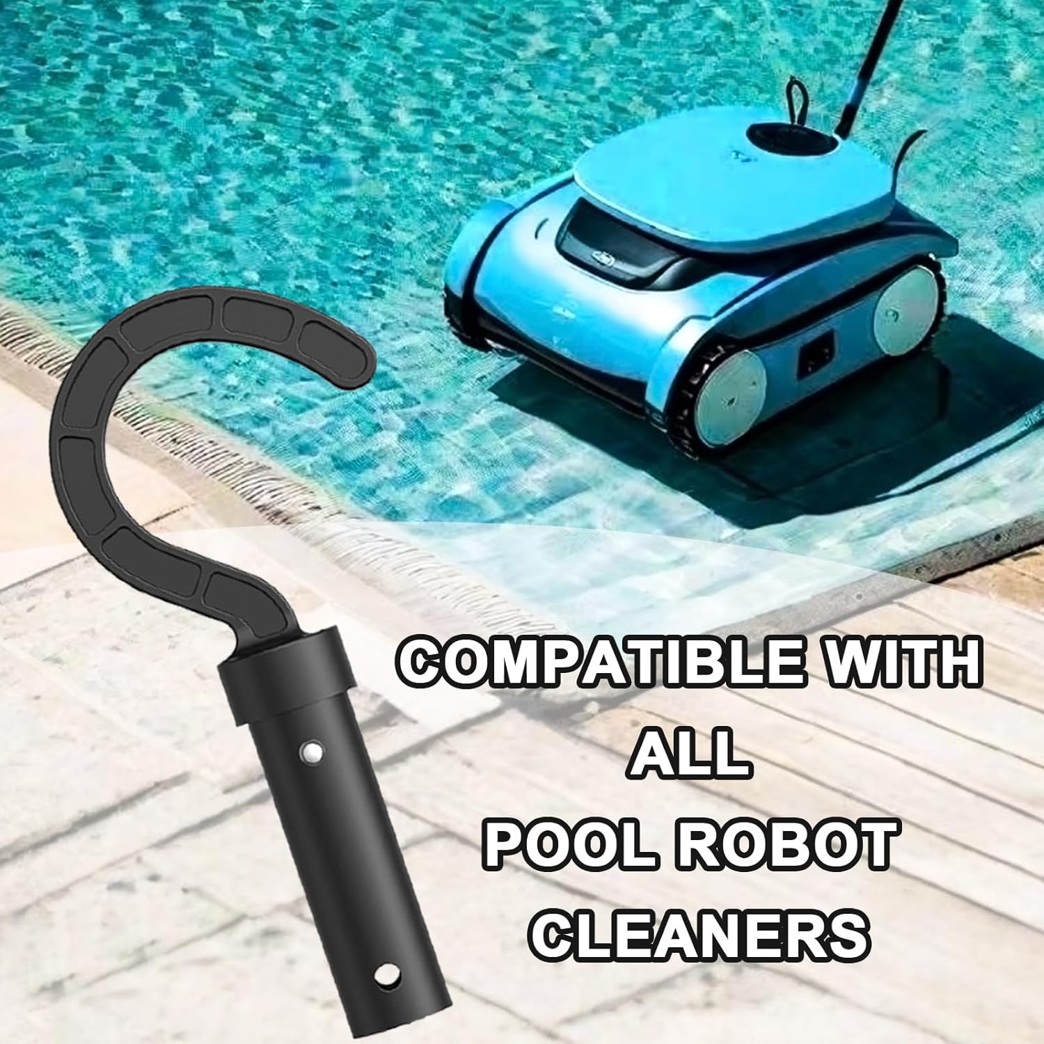 Hook for All Robotic Pool Cleaner, Keyrank Pool Accessories Hook Customized for Pool Vacuum Robot Including Cordless,Above Ground and Underwater,Attaches to Telescopic Poles - Image 3