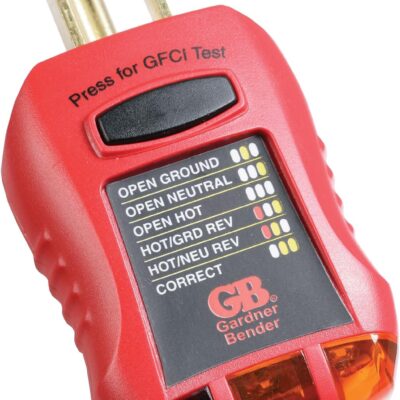 Gardner Bender GFI-3501 Ground Fault Receptacle Tester & Circuit Analyzer, 110-125V AC, for GFCI / Standard / Extension Cords & More, 7 Visual LED Tests , Red
