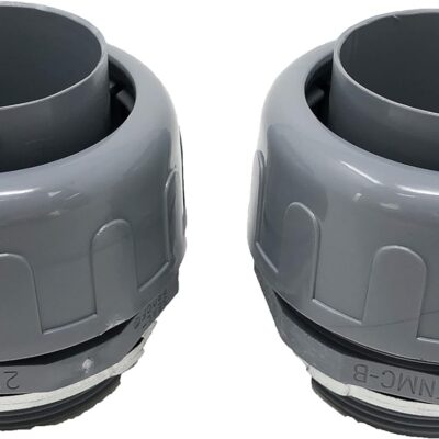 Sealproof 2-Inch Non-metallic Liquid Tight Straight Electrical Conduit Connector Fitting, UL Listed, 2" Dia, 2-Pack