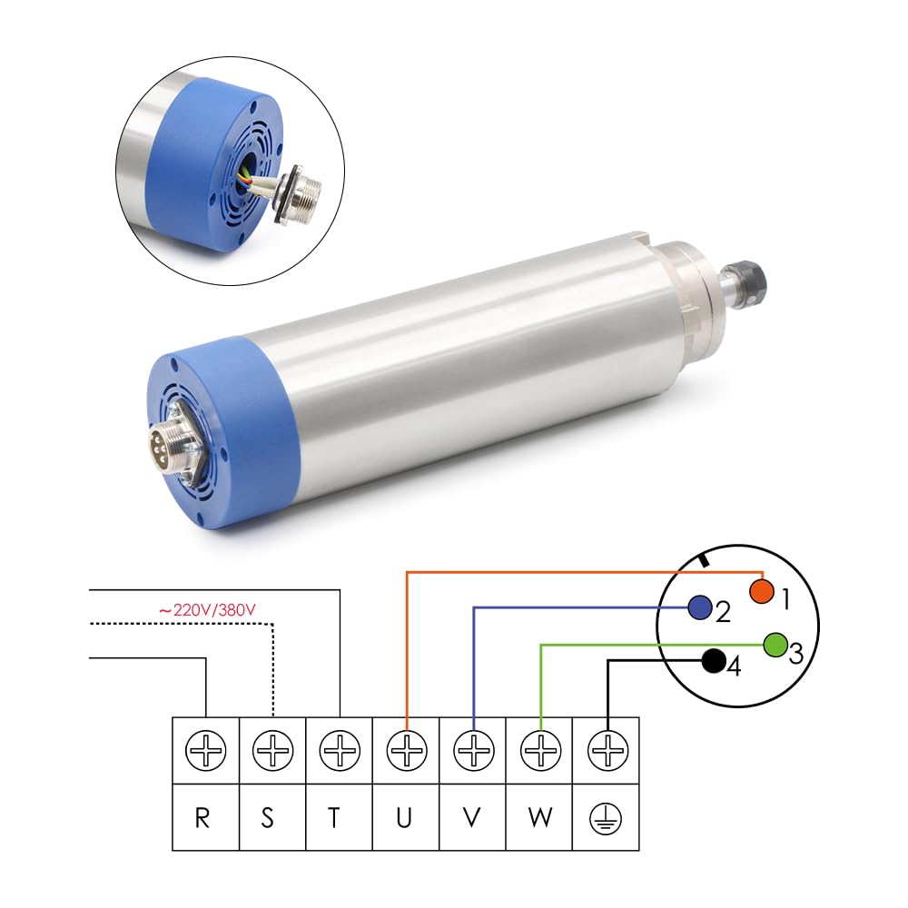 G-Penny 1.5KW ER11 65mm 110V/220vAC Air Cooled Spindle Motor 4pcs Bearings 24000rpm Wood Working Spindle Motor (220, Volts (AC)) - Image 4