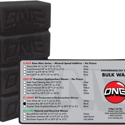 One Mfg F1 Graphite Plus Snowboard & Ski Wax 750g (1.65lb) Big Brick - Bulk Sized All Temperature hot Wax or rub on with Speed additives