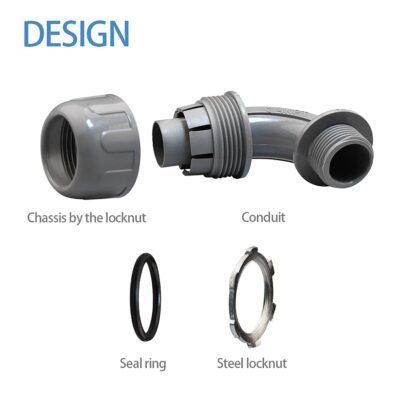 3/4 Inch Flexible Nonmetallic Liquid-Tight Connector, 90-Degree Electrical Conduit Connector Fitting,UL Listed, (6 Pack) (3/4 Npt 90D)