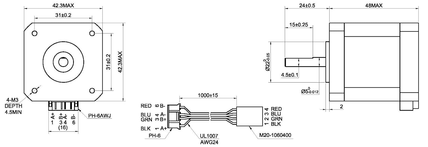 STEPPERONLINE Nema 17 Stepper Motor 2A 55Ncm Bipolar 1.8 Degree 4-Lead for 3D Printer CNC Extruder,1 Pack - Image 5