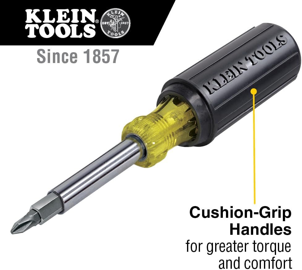 Klein Tools 32500 11-in-1 Screwdriver / Nut Driver Set, 8 Bits (Phillips, Slotted, Torx, Square), 3 Nut Driver Sizes, Cushion Grip Handle - Image 3
