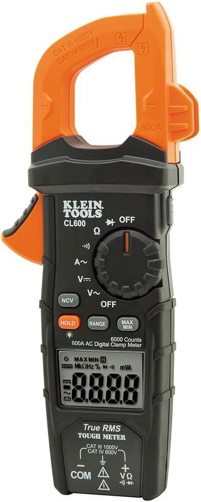 Klein Tools CL600 Electrical Tester, Digital Clamp Meter has Auto Range TRMS, Measures AC Current, AC/DC Volts, Resistance, NCVT, More, 1000V - Image 8