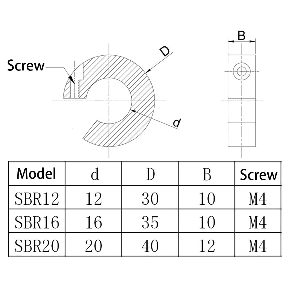 4PCS SBR16 16mm Linear Rail Stop Collars Aluminum Alloy Shaft Limit Fixing Rings CNC Parts Tool Linear Rail Shaft Stop Collars - Image 3