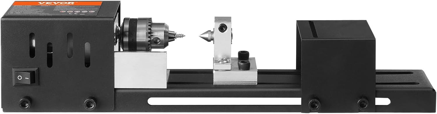 VEVOR Mini Lathe Machine, 2.76 in x 6.3 in, 24VDC 96W Mini Wood Lathe Tools Milling Machine Accessories, 7 Speeds 4220/5300/5650/6350/6660/7050/8450 RPM, for DIY Woodworking Wood Drill Rotary Tool - Image 12