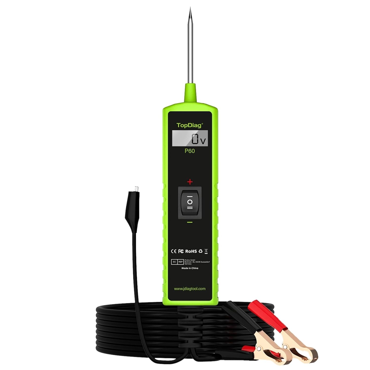 P60 Power Circuit Probe Kit Component Activation Short Circuit Finder Continuity Test Voltage Tester 6-30V Diode Detection Test Trailer Lights Grounding Test Jump Lead Function