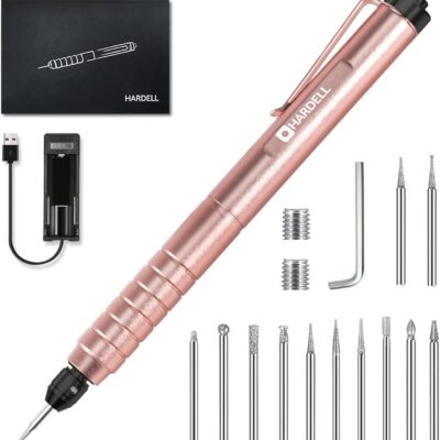 HARDELL Engraving Pen with 37,000 RPM, Rechargeable Cordless Engraving Machine with 10 Rotating Grinding Heads, Engraver Tool for metal Jewelry Glass Wood Stone Metal