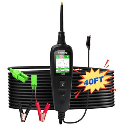 P100 Automotive Circuit Tester 12V 24V with 40Ft Cable, Power Circuit Probe Kit (0V - 70V Voltage Range) for AC/DC Voltage Test/Component Activation/Continuity Testing/Trailer Lights Testing