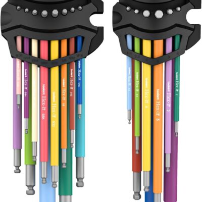 toolant Allen Wrenches Sets 22pcs(Metric&SAE), Extra Long Arm Allen Key Set with Ball End, Crafted Hex Key Set with Color Coded Sleeves, Unique Patented Holder Design for Magnetizing and Demagnetizing