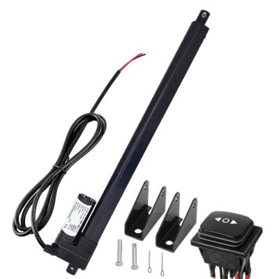 24V 12 Inch Linear Actuator,1000N High Speed 10 mm/s Heavy Duty Linear Actuator with Mounting Bracket and Waterproof Switch for Motor Home Electric Door Opener (300 mm)